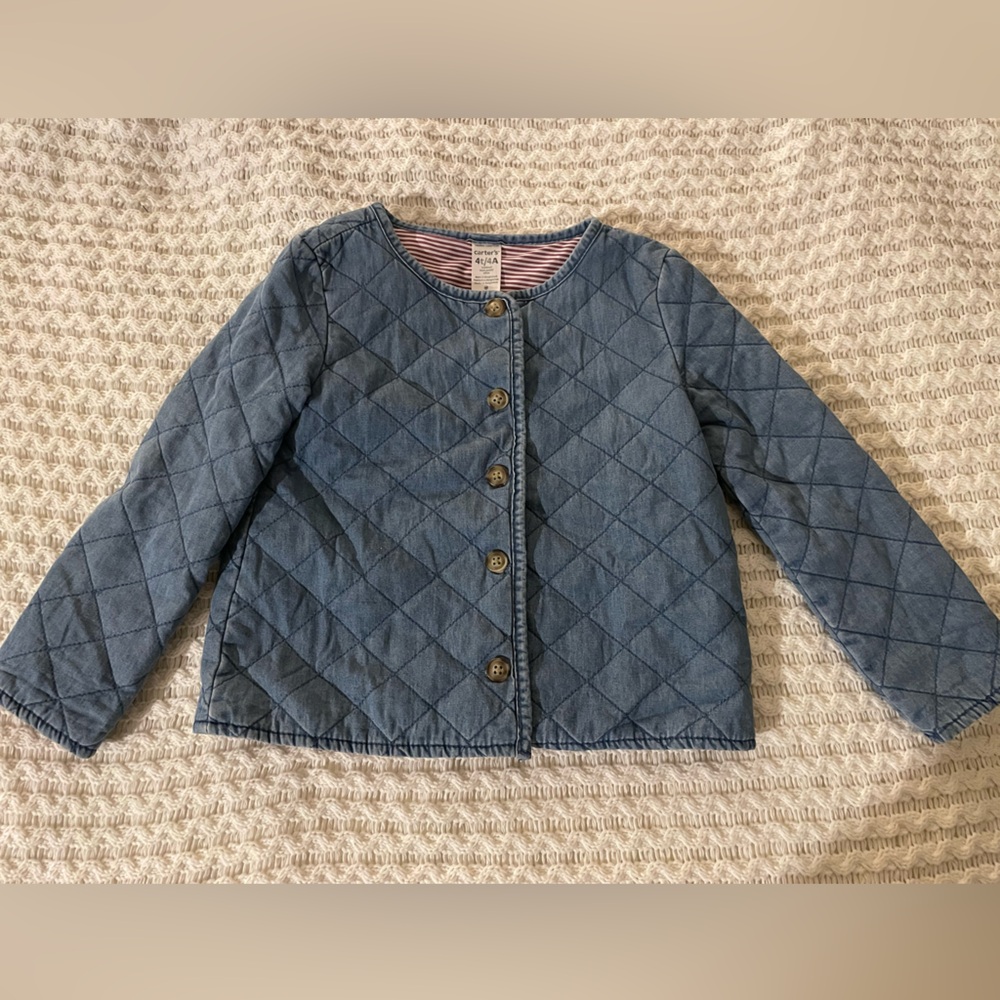 Carters Kids Blue Quilted Jean Jacket 4 yo